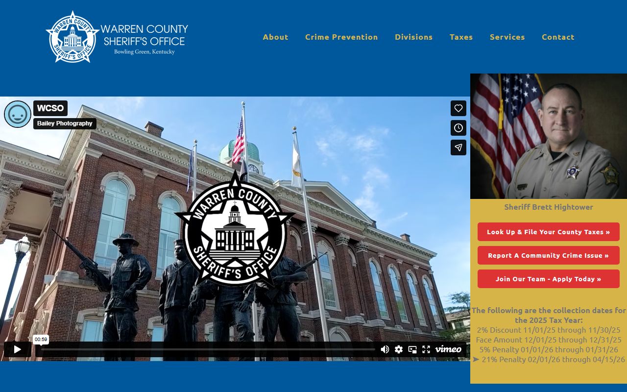 Warren County Sheriff's Office website for Bowling Green booking reports