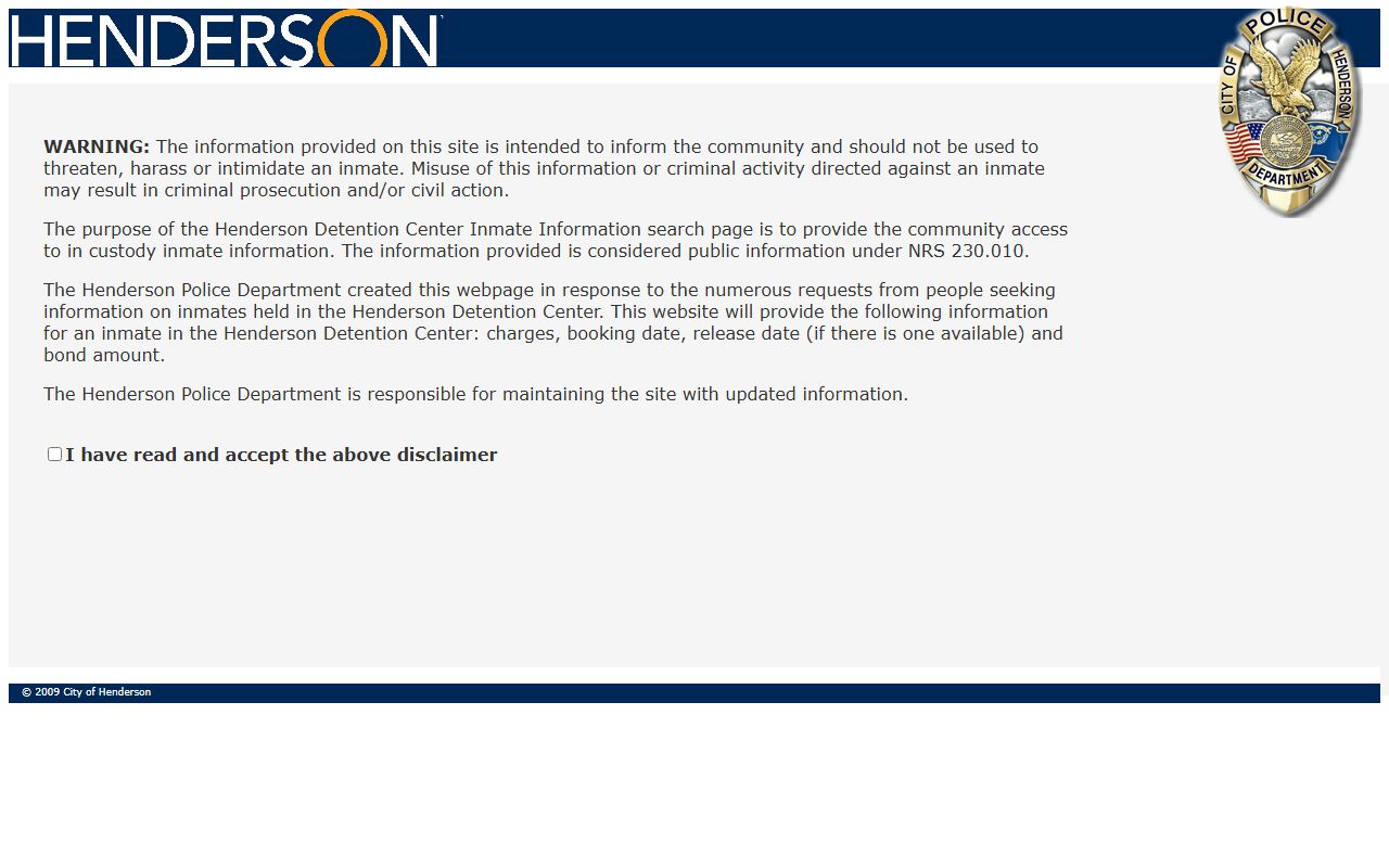 Henderson County inmate search system for booking reports