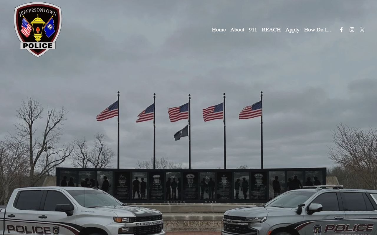 Jeffersontown Police Department homepage for booking reports