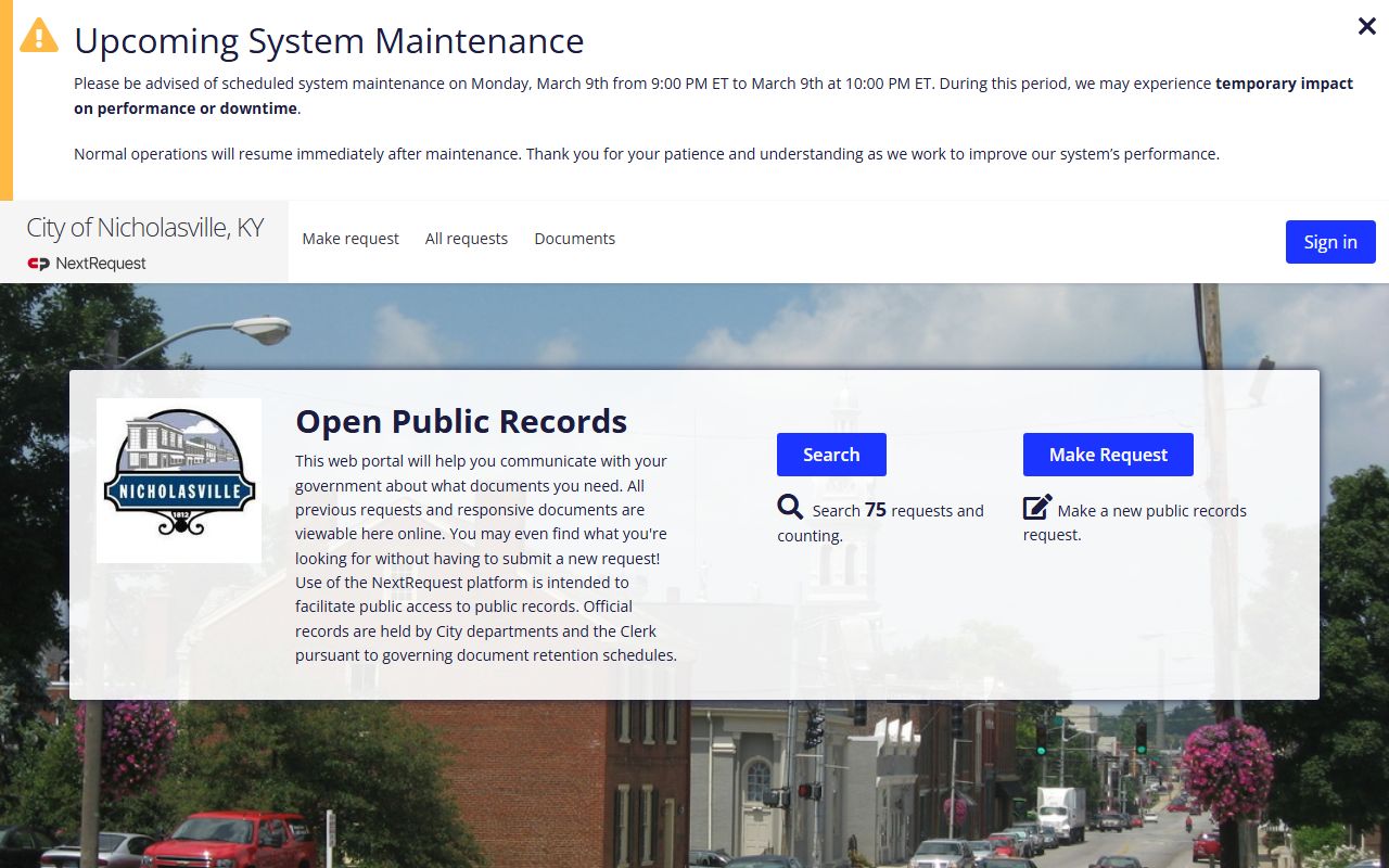 Nicholasville open records portal for booking reports