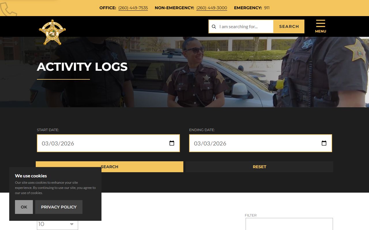 Allen County Sheriff activity logs for booking reports
