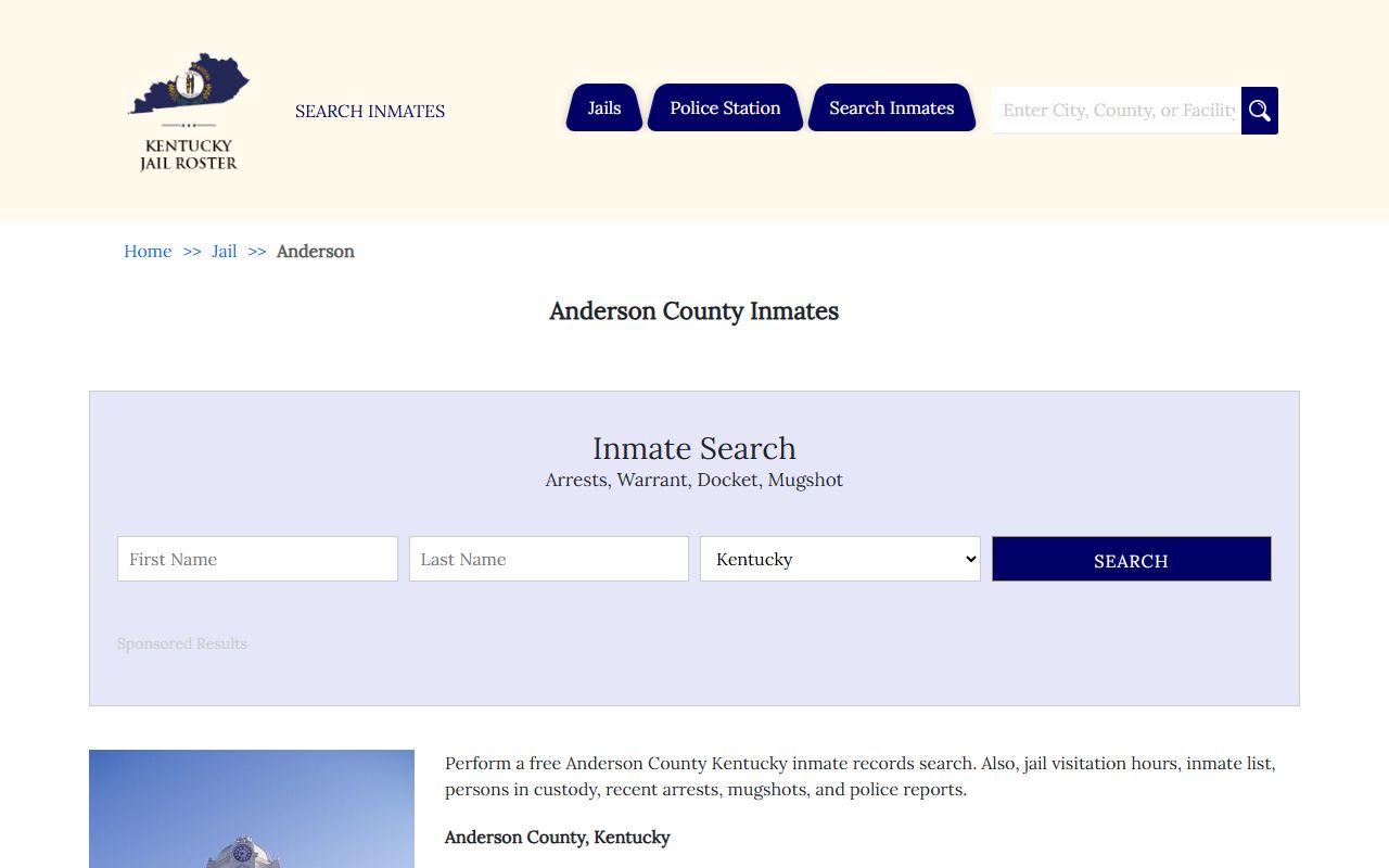 Anderson County jail roster showing current inmates and booking information