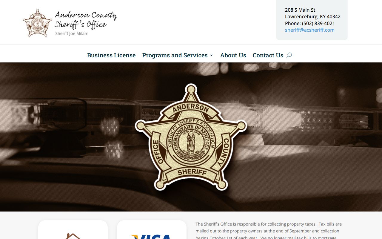 Anderson County Sheriff's Office website for booking reports