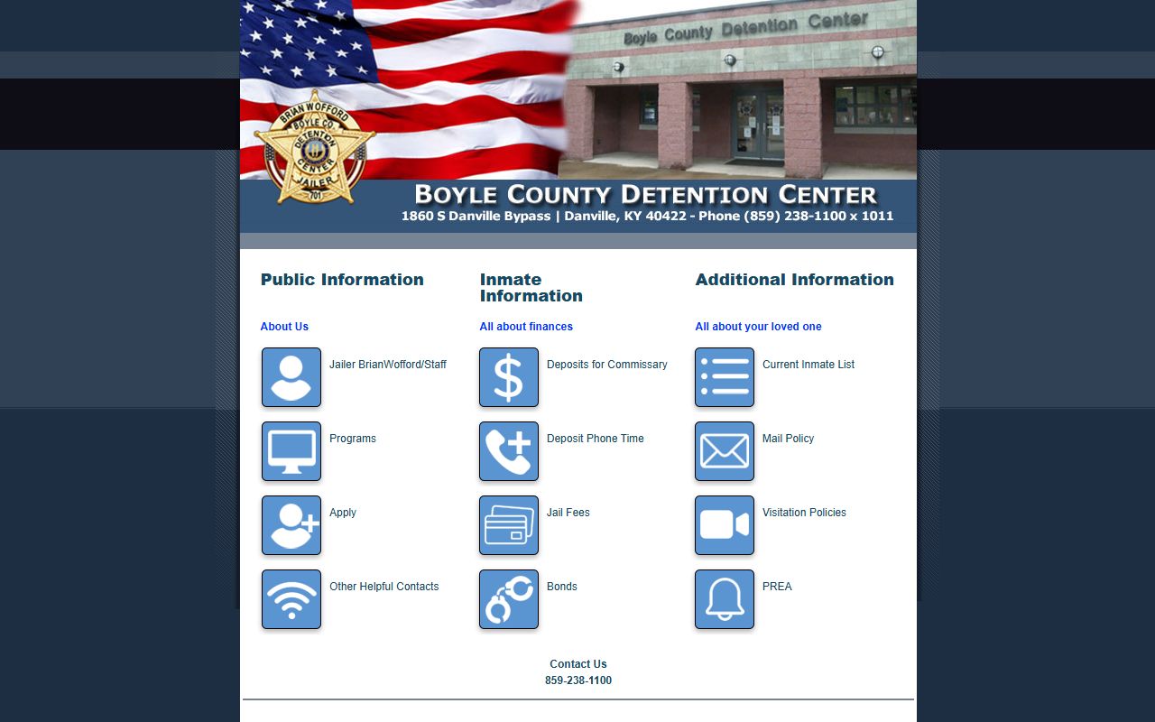 Boyle County Detention Center website with inmate search capabilities