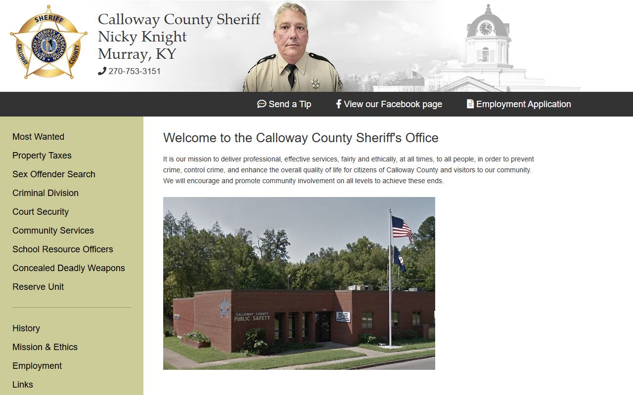 Calloway County Sheriff's Office building and entrance