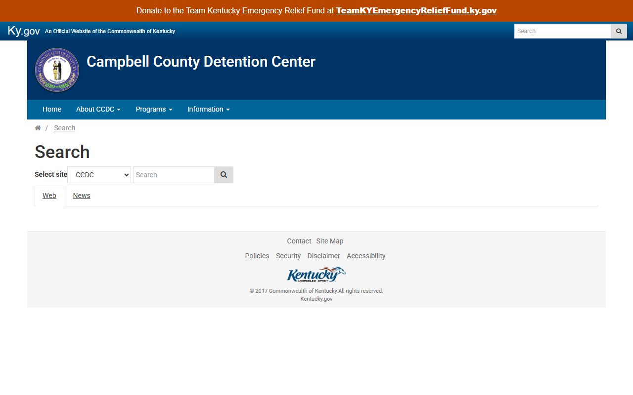 Campbell County Detention Center search portal for booking reports