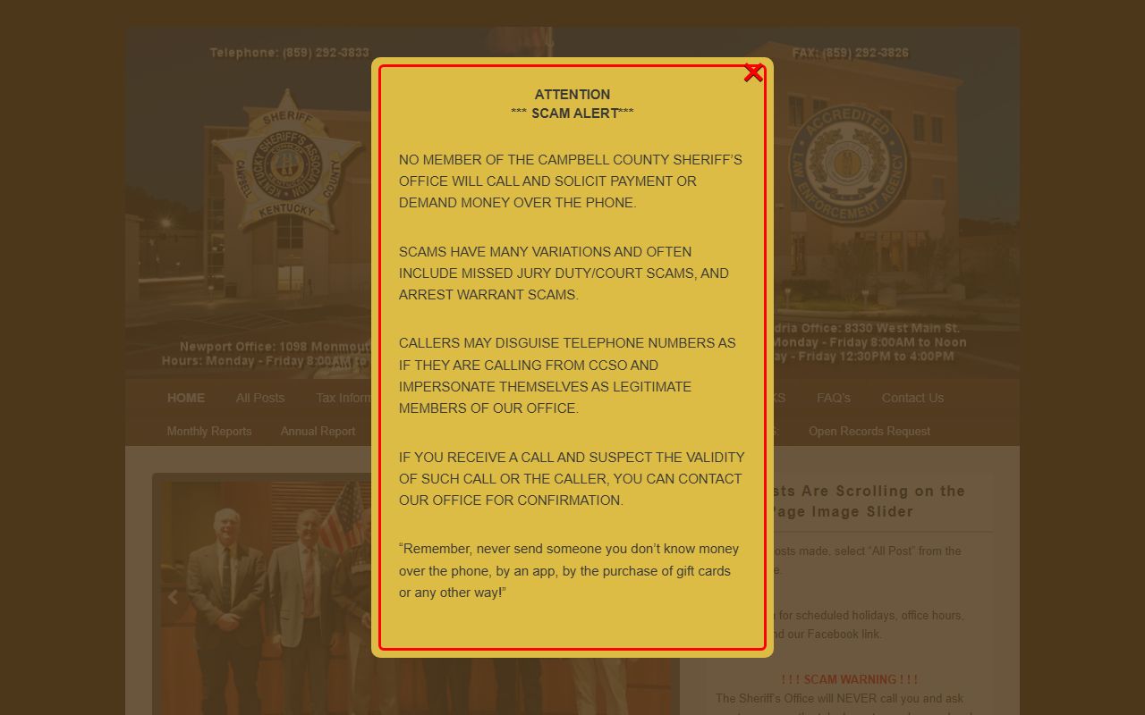 Campbell County Sheriff's Office building for booking reports access