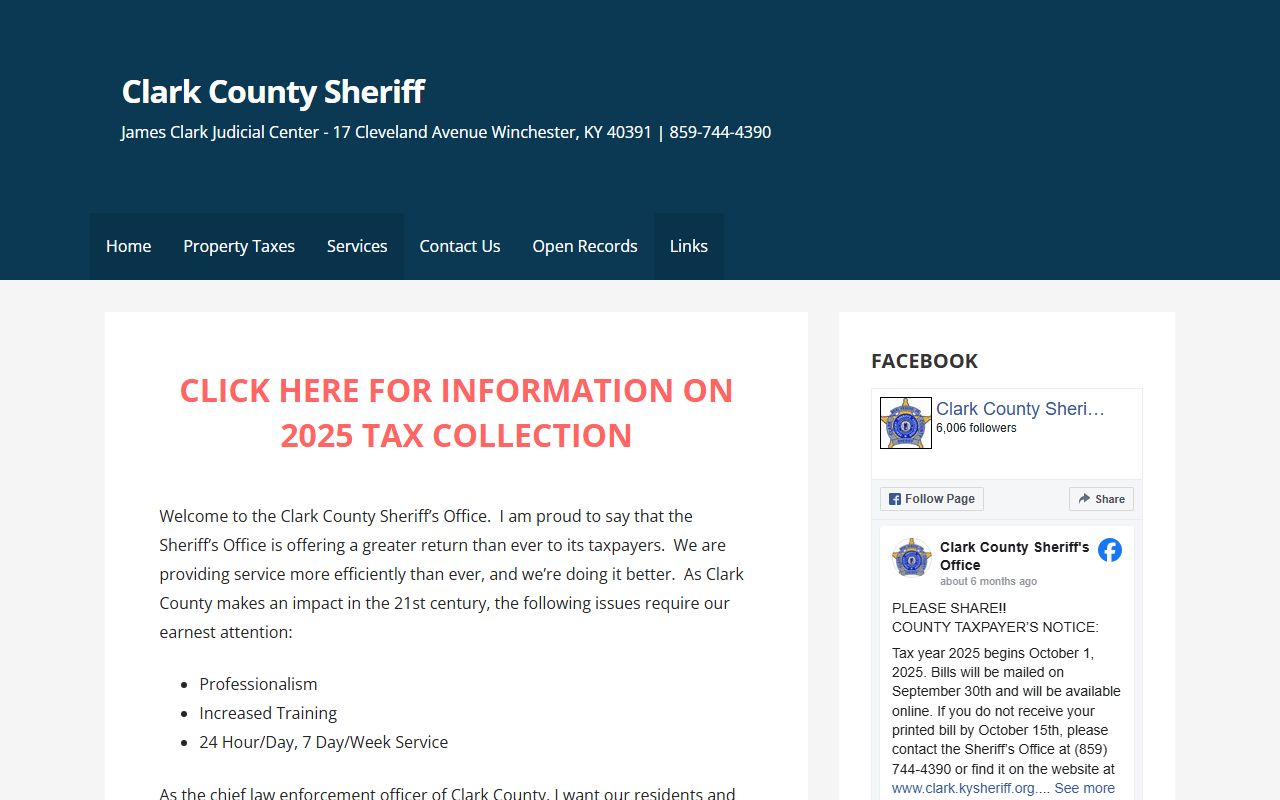 Clark County Sheriff's Office website and services