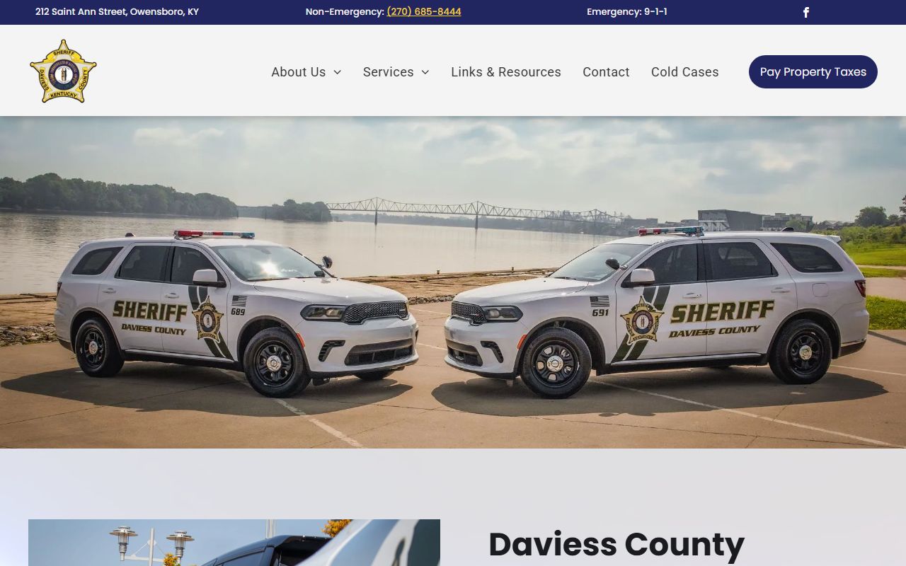 Daviess County Sheriff's Office website with booking reports and law enforcement resources