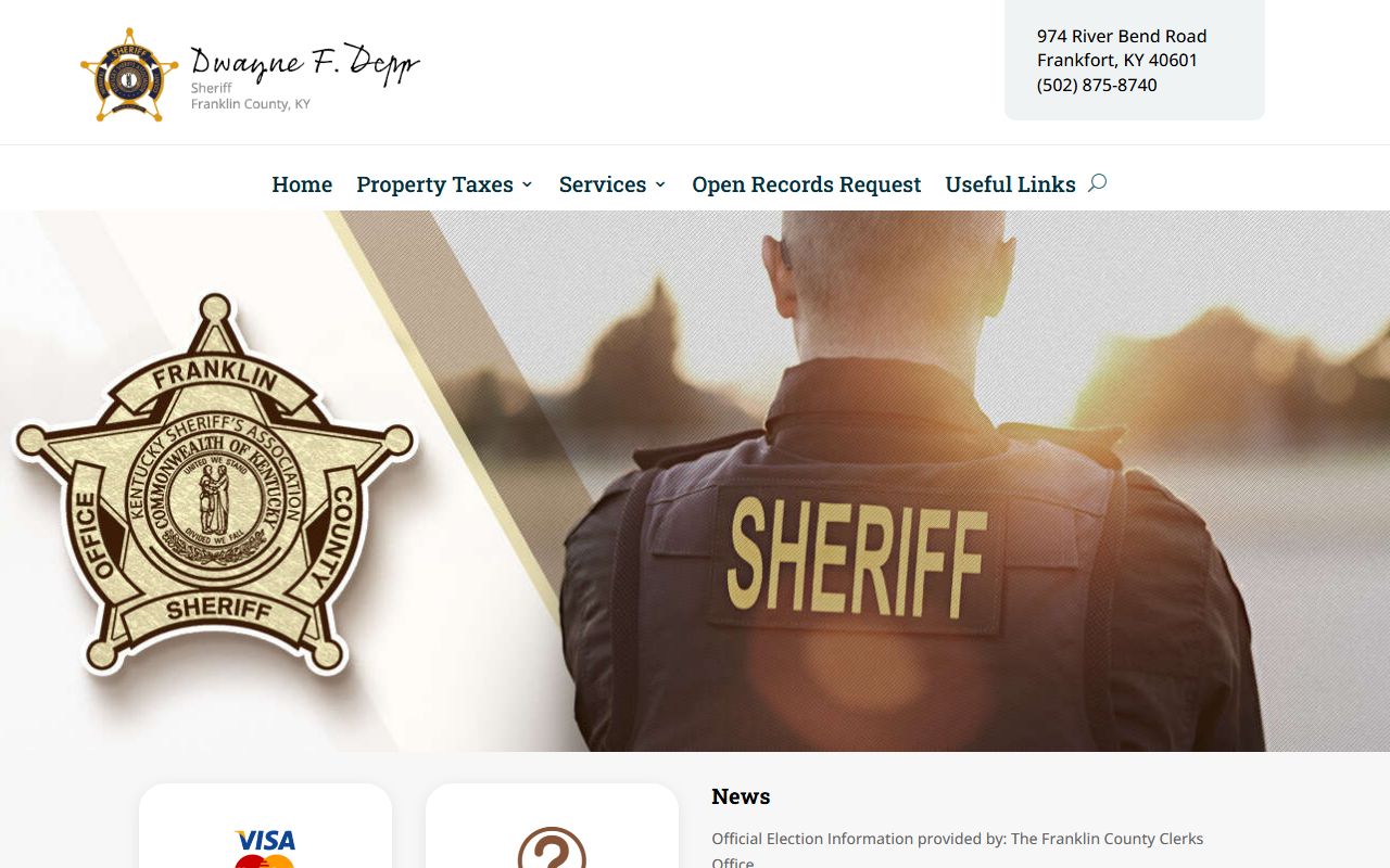 Franklin County Sheriff's Office website for booking reports