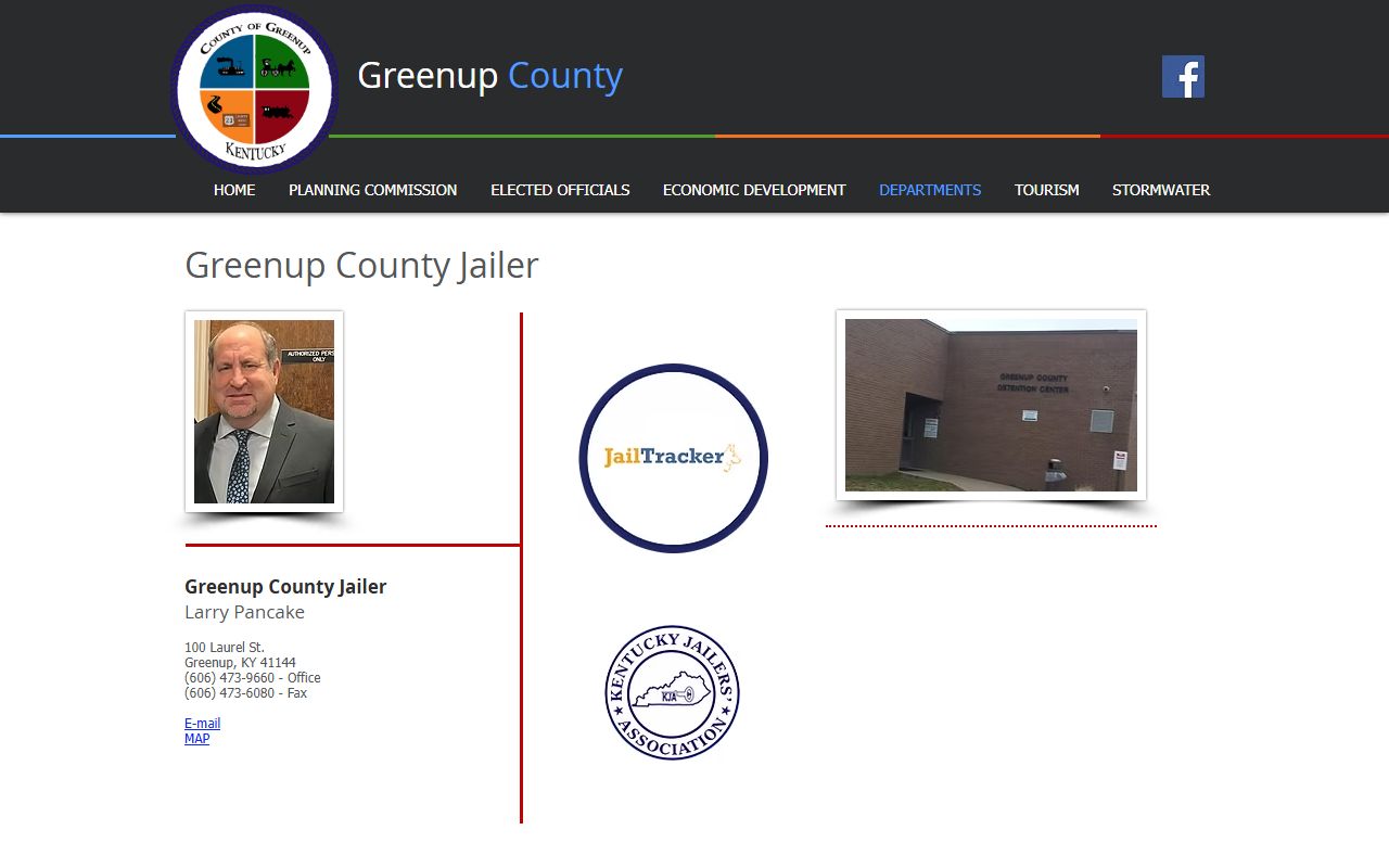 Greenup County Jailer page with facility information