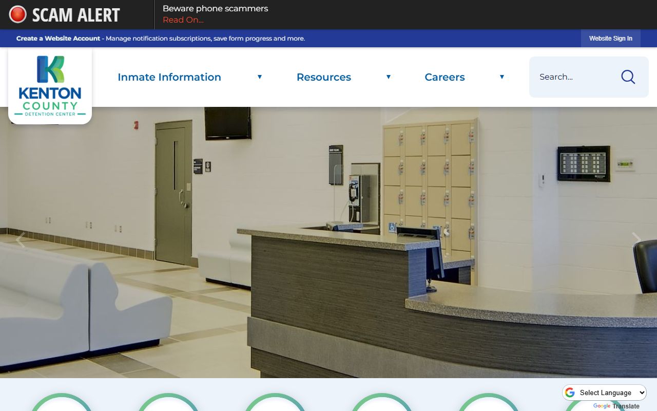 Kenton County Detention Center homepage for booking reports access