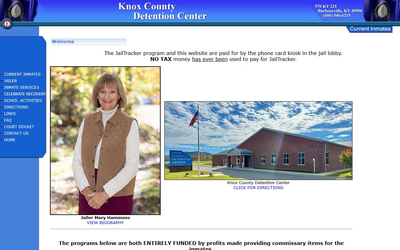 Knox County current inmates listing on detention center website