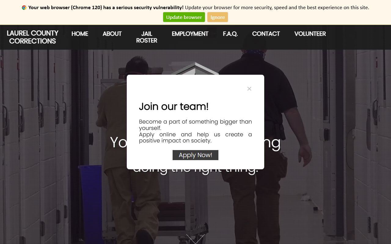 Laurel County Correctional Center website for booking reports