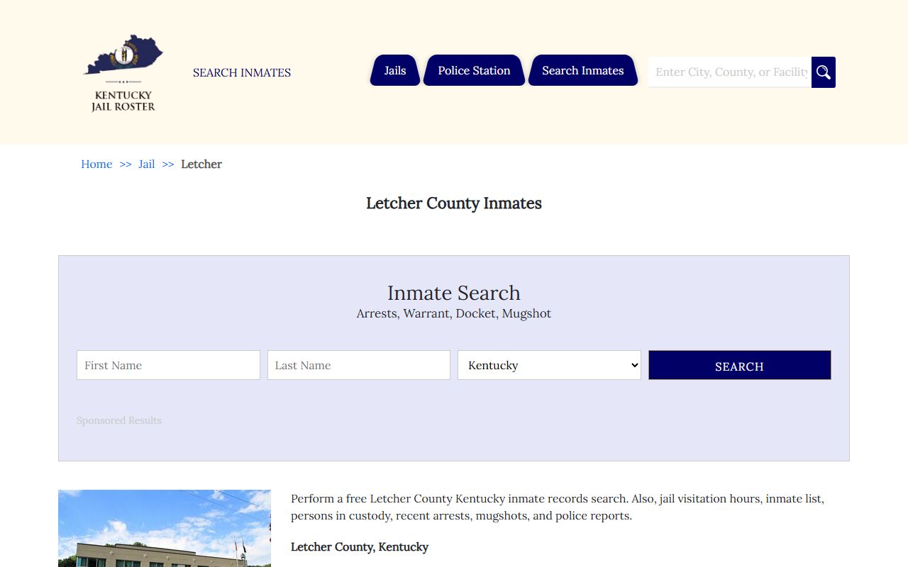 Letcher County jail roster information for booking reports