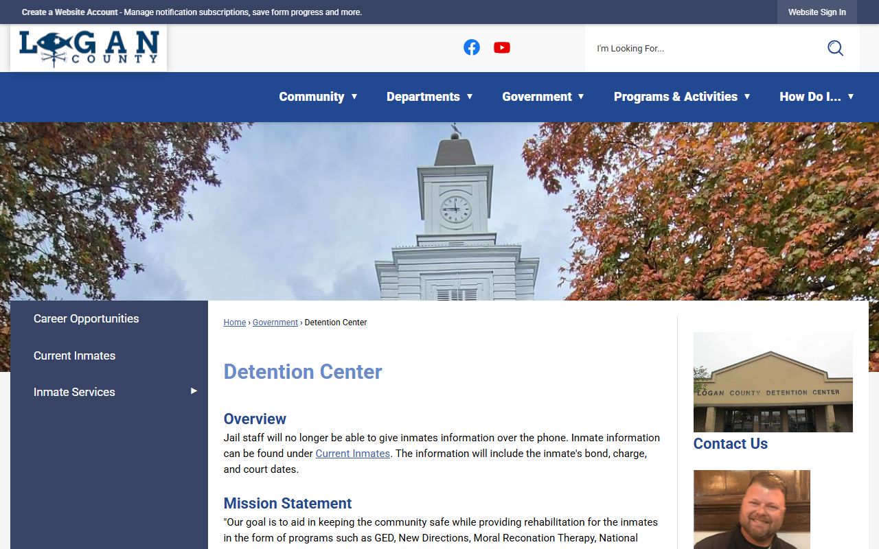 Logan County Detention Center information page