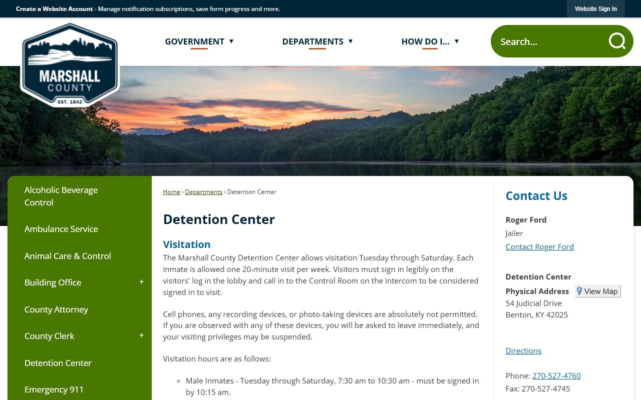Marshall County Detention Center facility and contact information