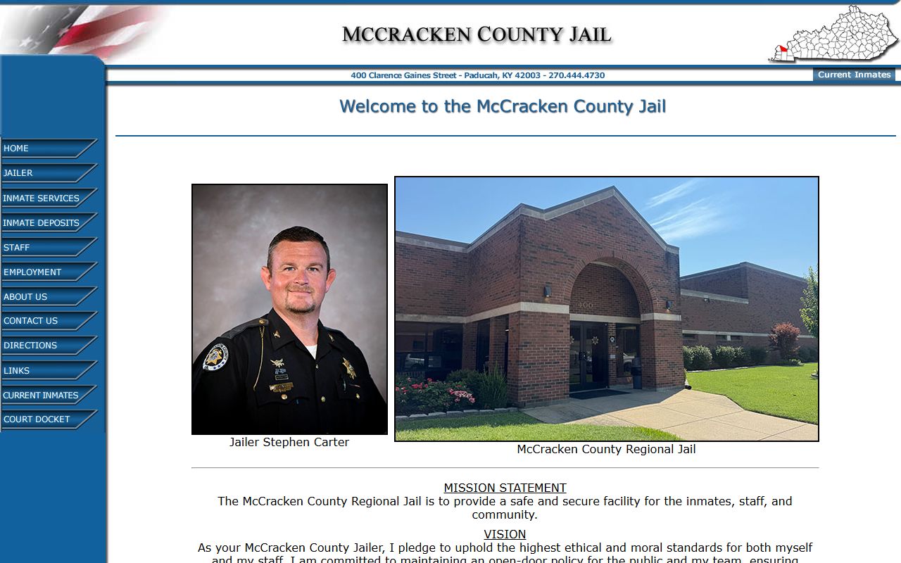 McCracken County Regional Jail homepage for booking reports