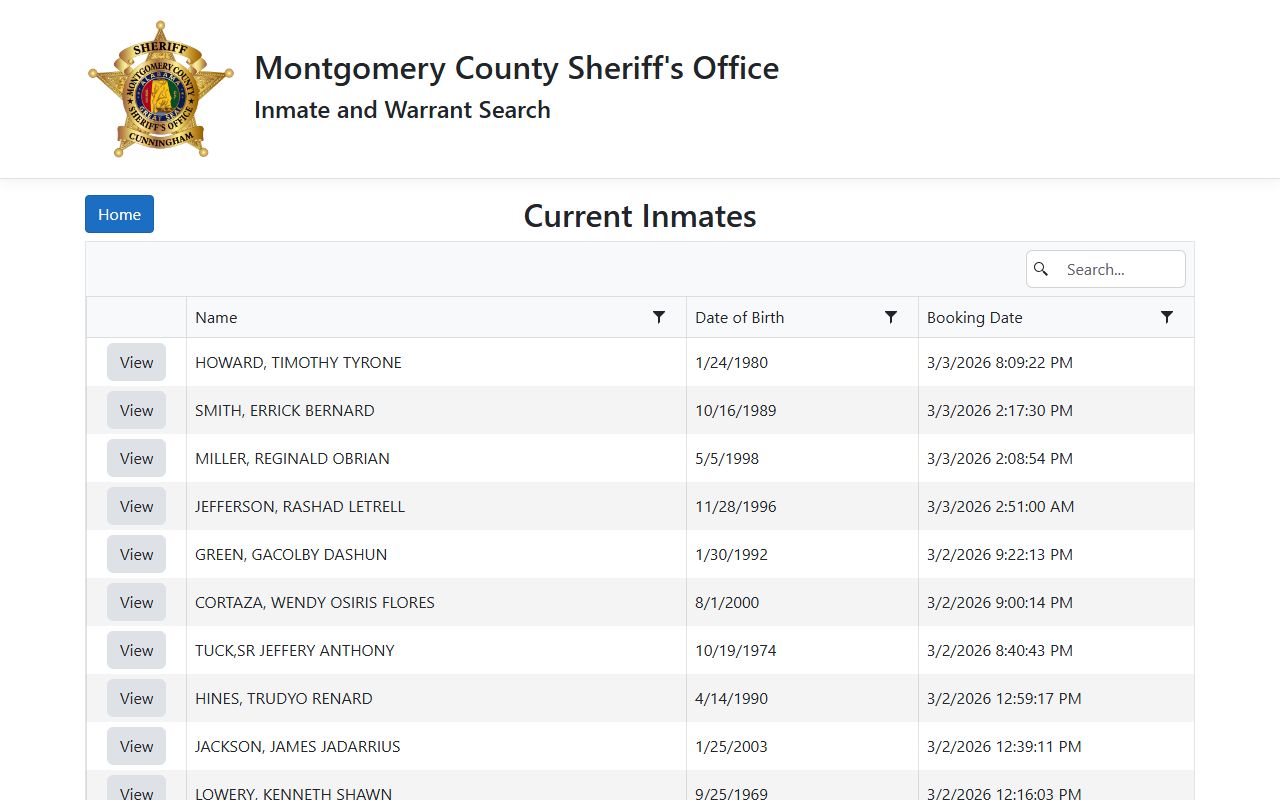 Montgomery County current inmates search portal