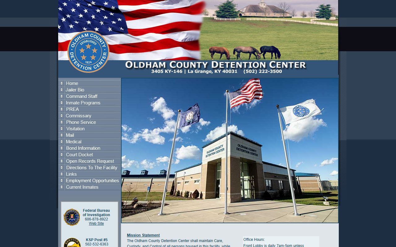 Oldham County Detention Center website for booking reports