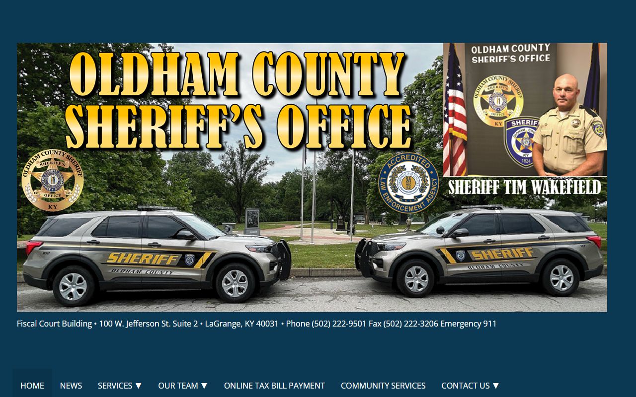 Oldham County Sheriff's Office website for booking reports access