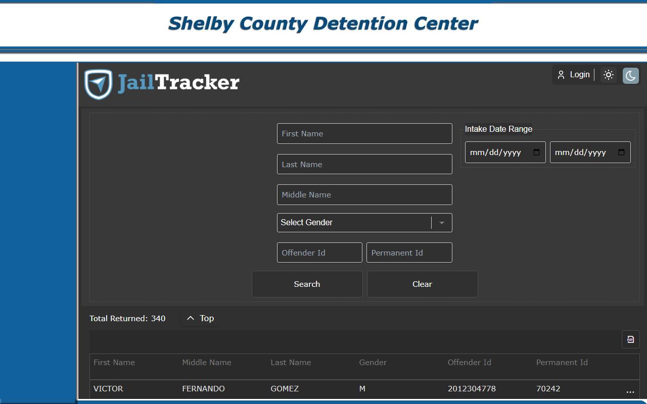 Shelby County inmate list for booking reports