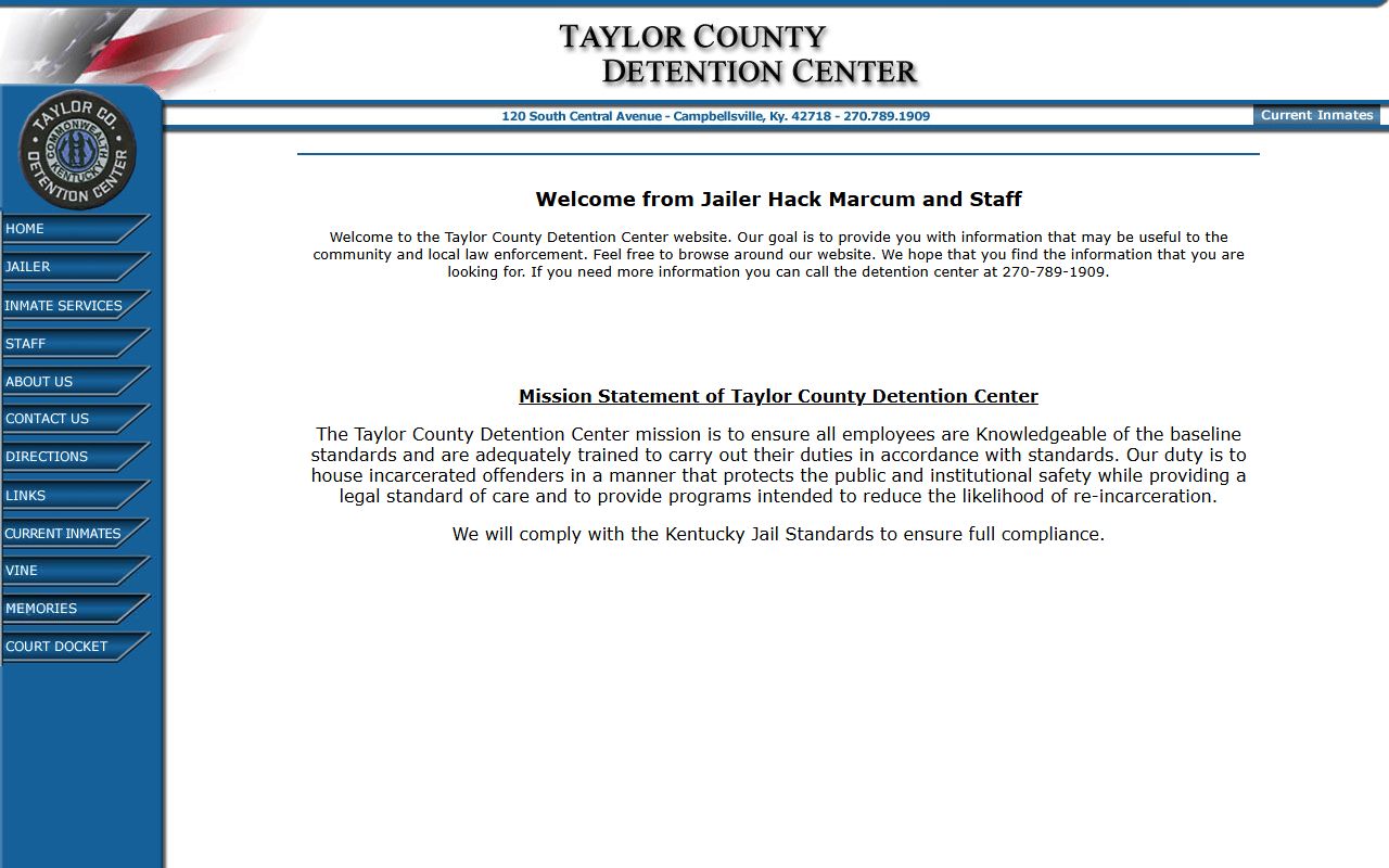 Taylor County Detention Center website for booking reports